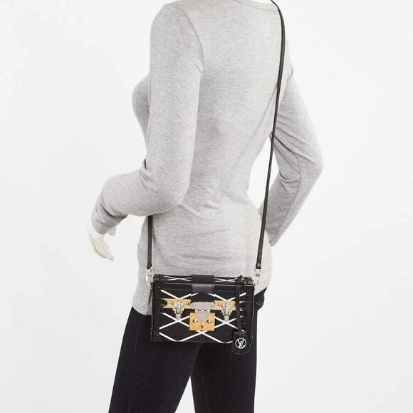 Louis Vuitton Black/White Electric Epi Leather Malletage Petite Malle Bag - Picture 2 of 12